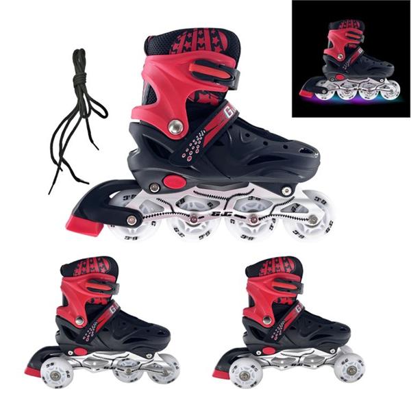 G&C SK10 παιδικά 3-σε-1 roller μαύρο-κόκκινο με LED